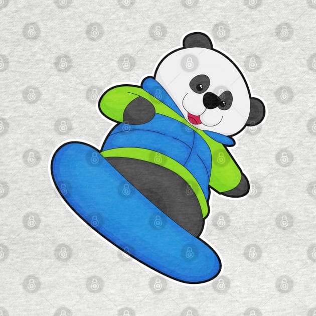 Panda as Snowboarder with Snowboard by Markus Schnabel